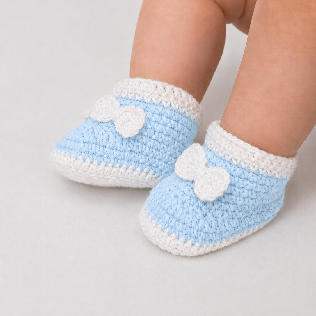 Bow & Sole - Crochet Baby Booties with Decorative Bows