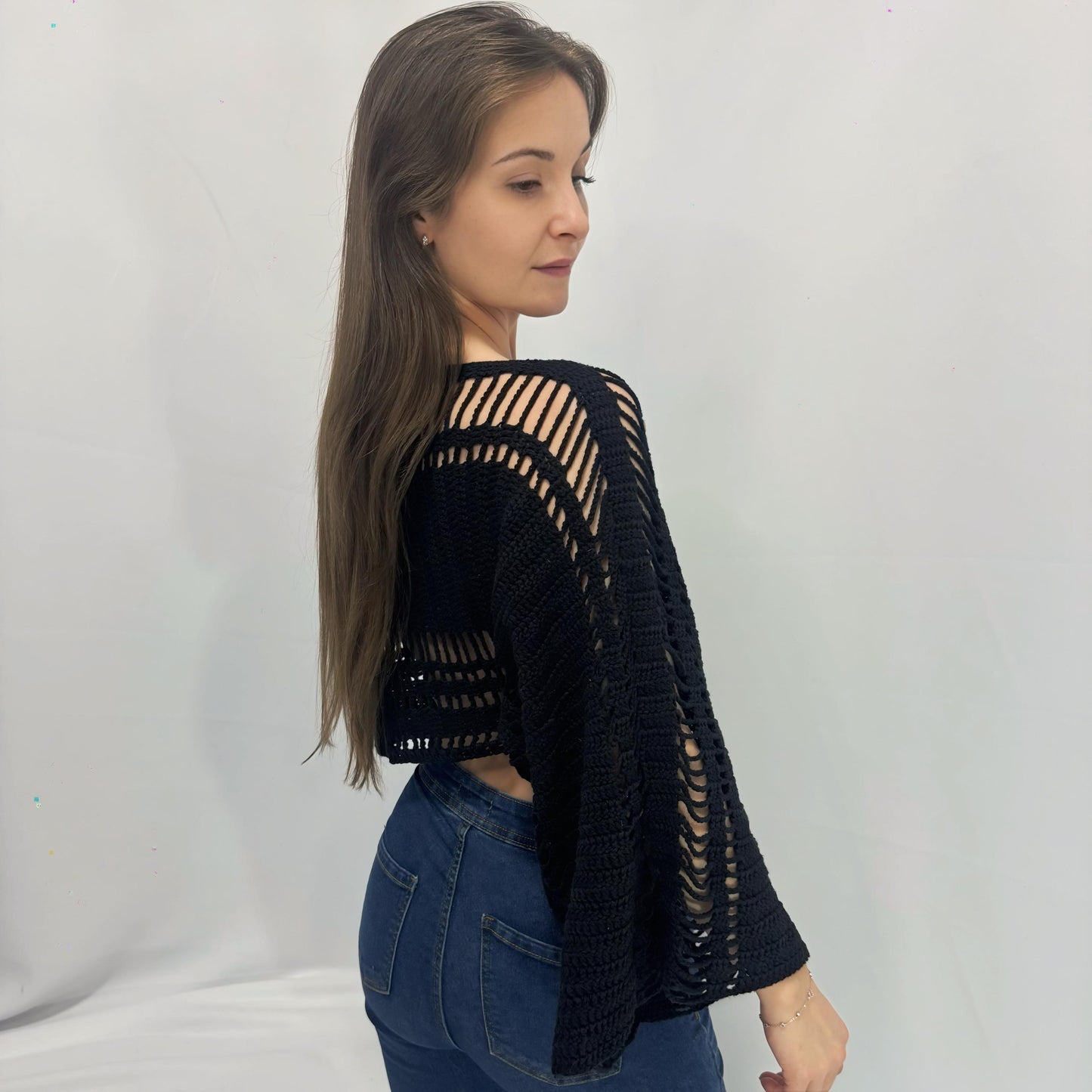 Effortlessly - Boho Crochet Bell Sleeve Crop Top