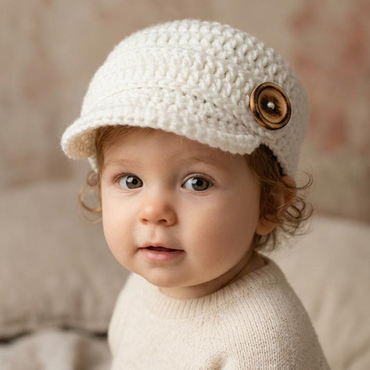 Vintage Charm - Crochet Newsboy Cap with Button Detail