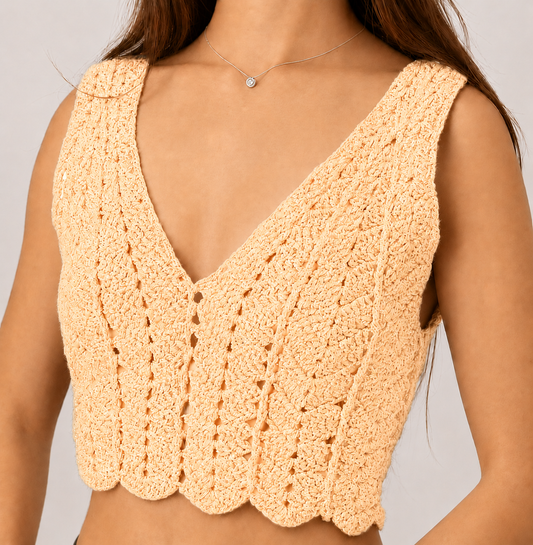 Midnight Edit - Sleeveless V-Neck Crochet Crop Top