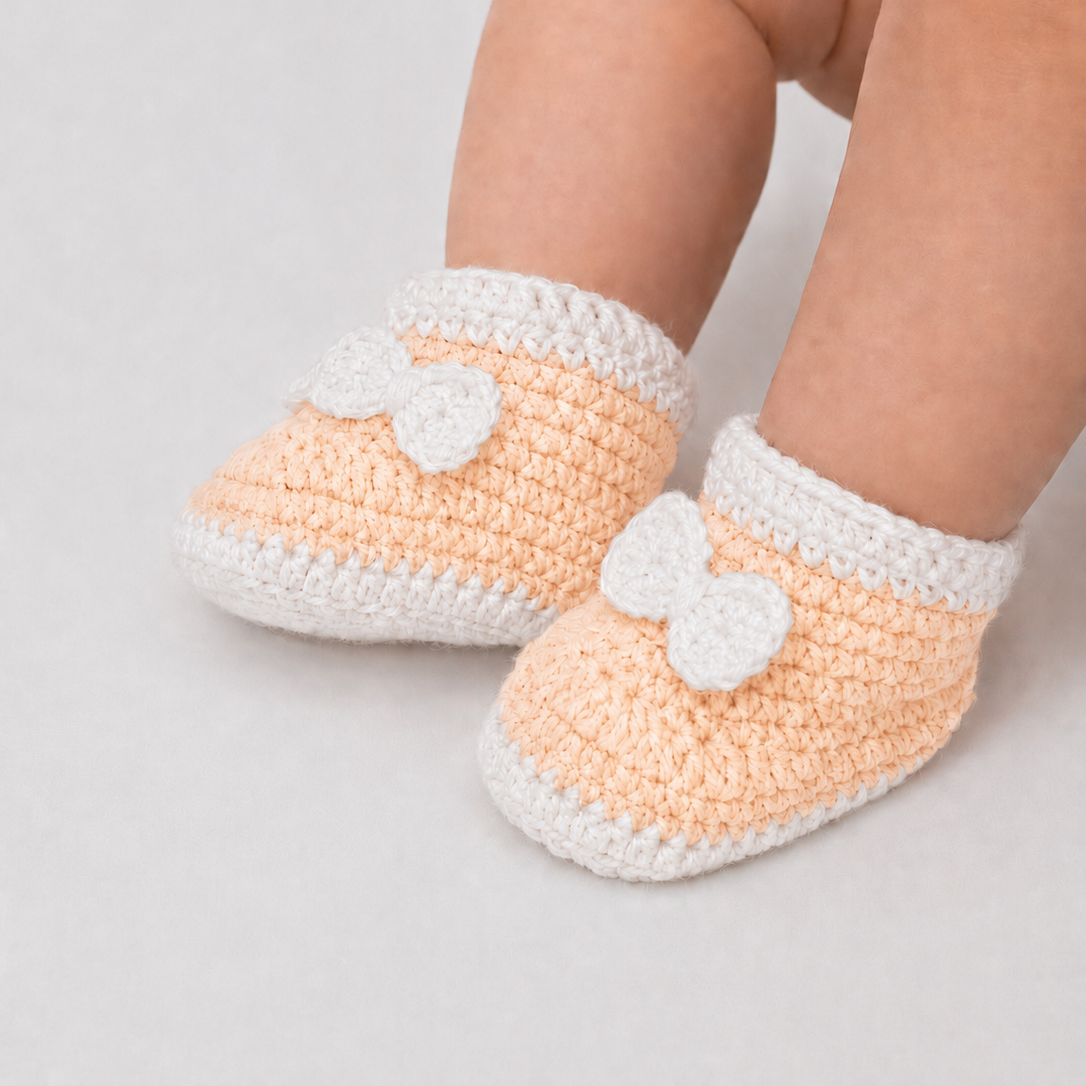 Bow & Sole - Crochet Baby Booties with Decorative Bows