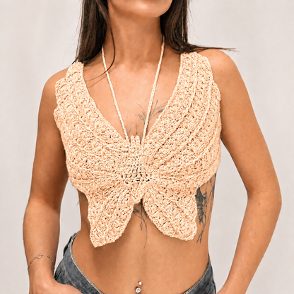 Spread Your Wings - Crochet Butterfly Halter Top