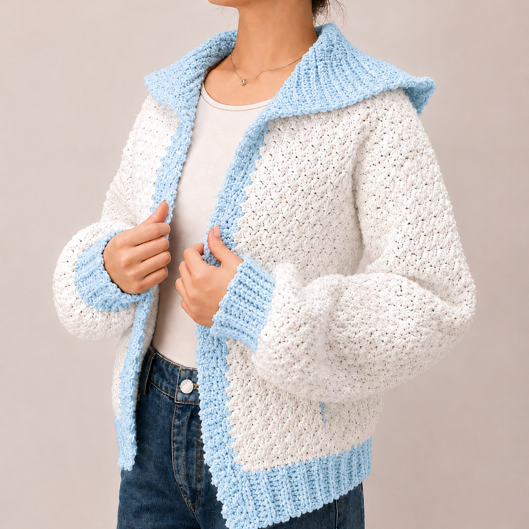 Streetwise - Crochet Bomber Hoodie Cardigan