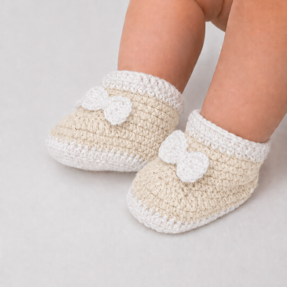 Bow & Sole - Crochet Baby Booties with Decorative Bows
