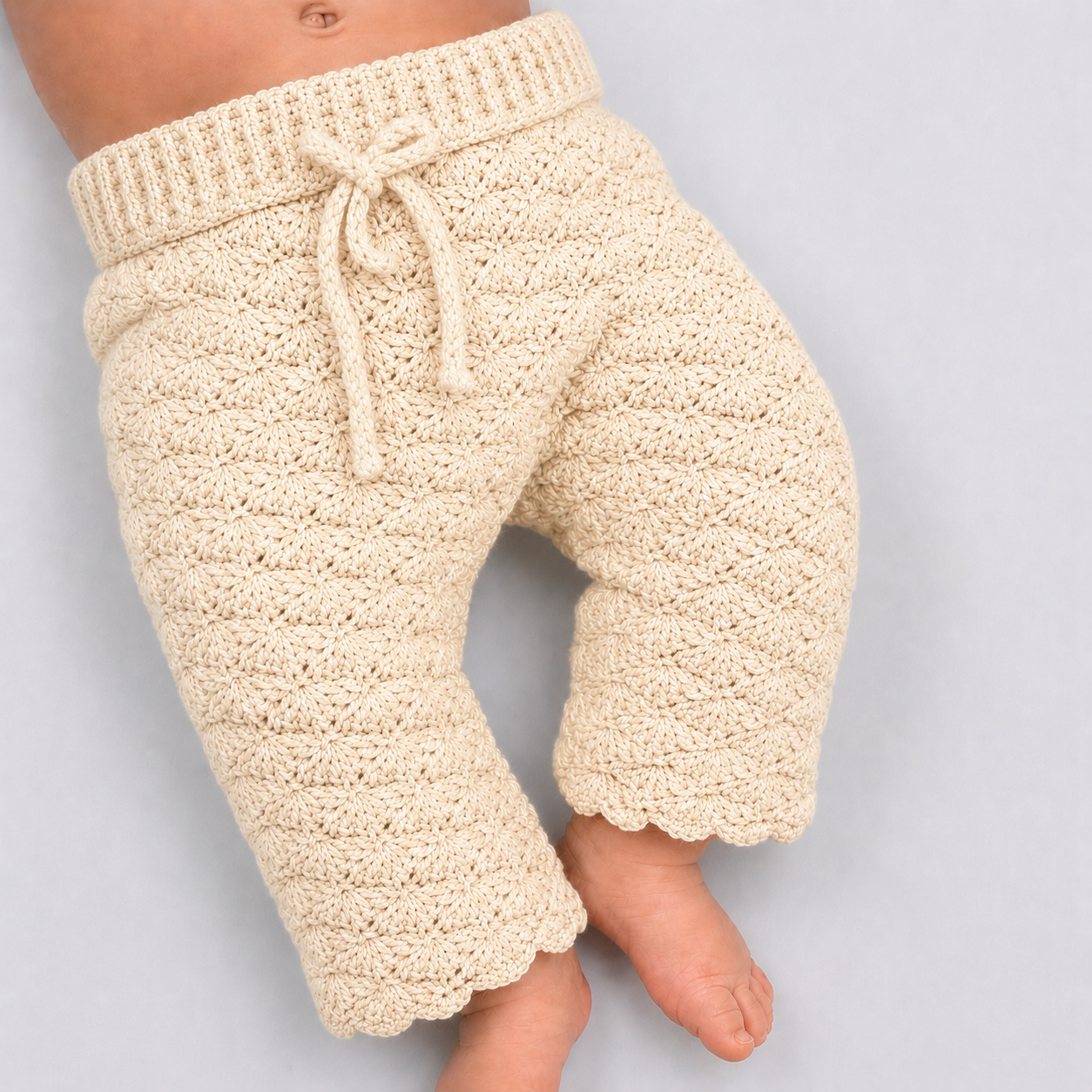 Dapper Little One - Crochet Baby Trousers with Drawstring Waist