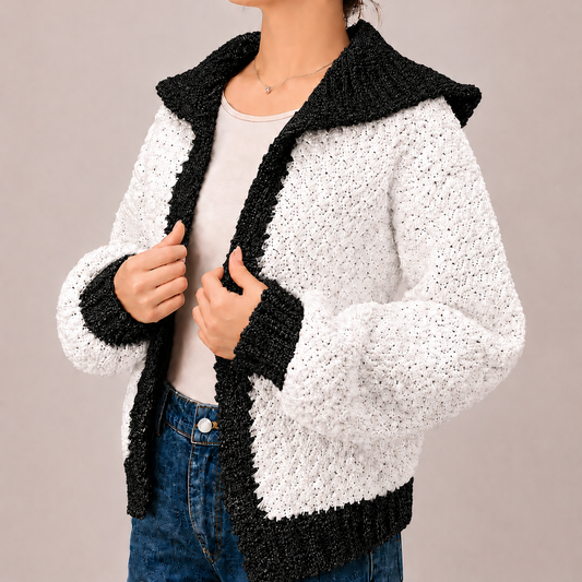 Streetwise - Crochet Bomber Hoodie Cardigan