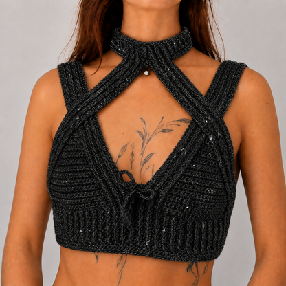 Warrior Princess - Crochet Festival Halter Bralette Crop Top