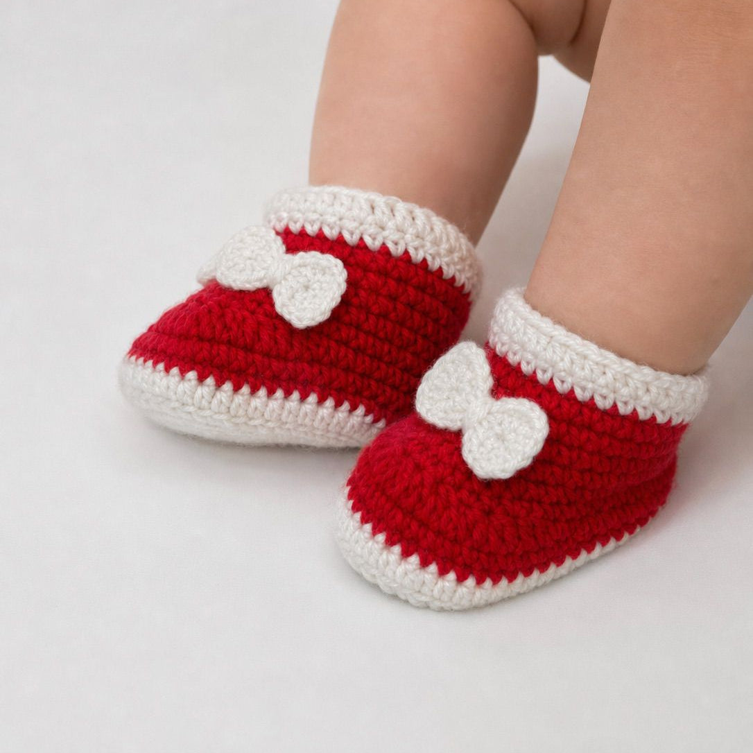 Bow & Sole - Crochet Baby Booties with Decorative Bows
