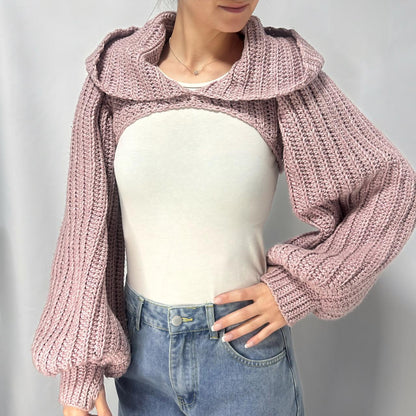 Breezy - Crochet Hoodie Shrug with Balloon Sleeves