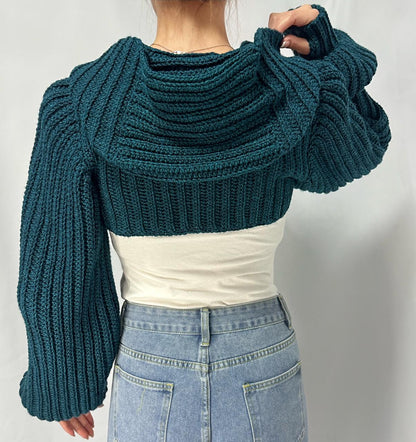 Breezy - Crochet Hoodie Shrug with Balloon Sleeves