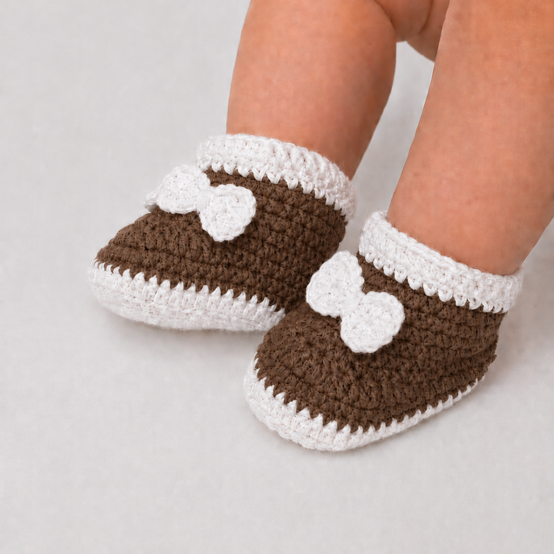 Bow & Sole - Crochet Baby Booties with Decorative Bows