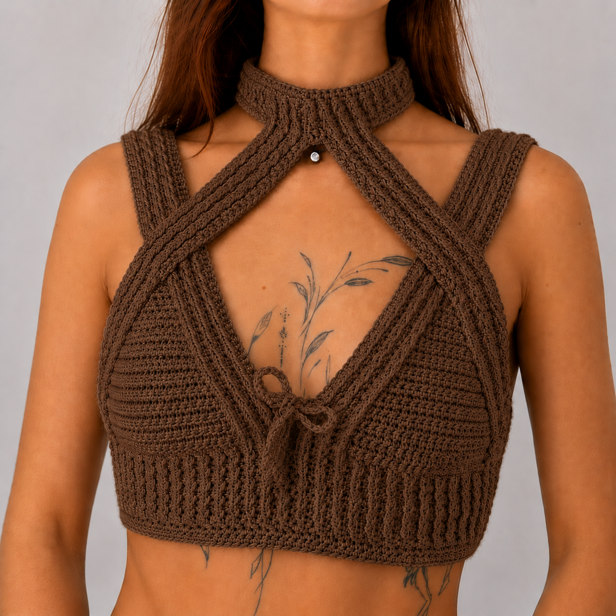 Warrior Princess - Crochet Festival Halter Bralette Crop Top