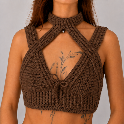 Warrior Princess - Crochet Festival Halter Bralette Crop Top