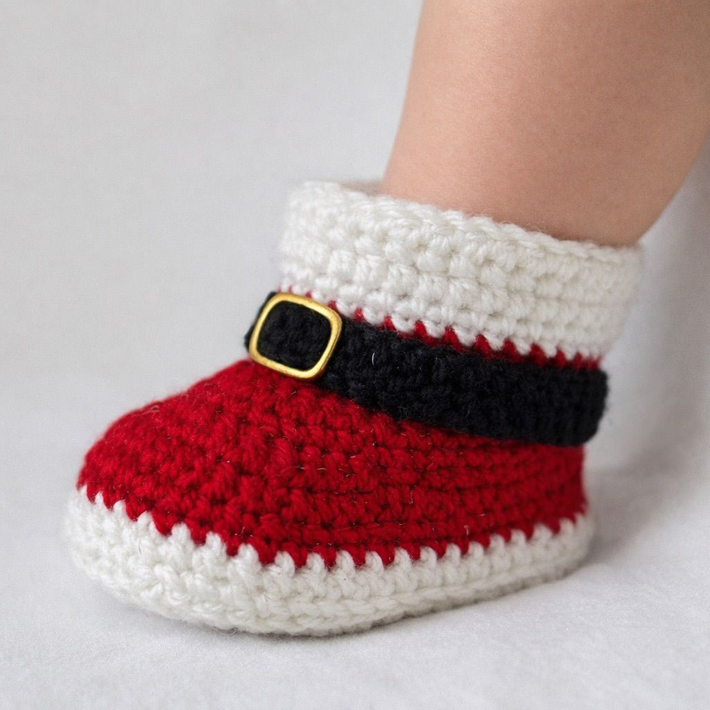 Ho Ho Tiny - Crochet Santa Baby Booties