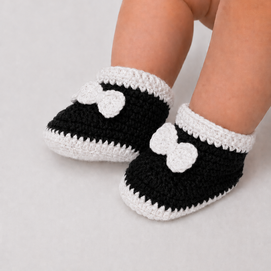 Bow & Sole - Crochet Baby Booties with Decorative Bows