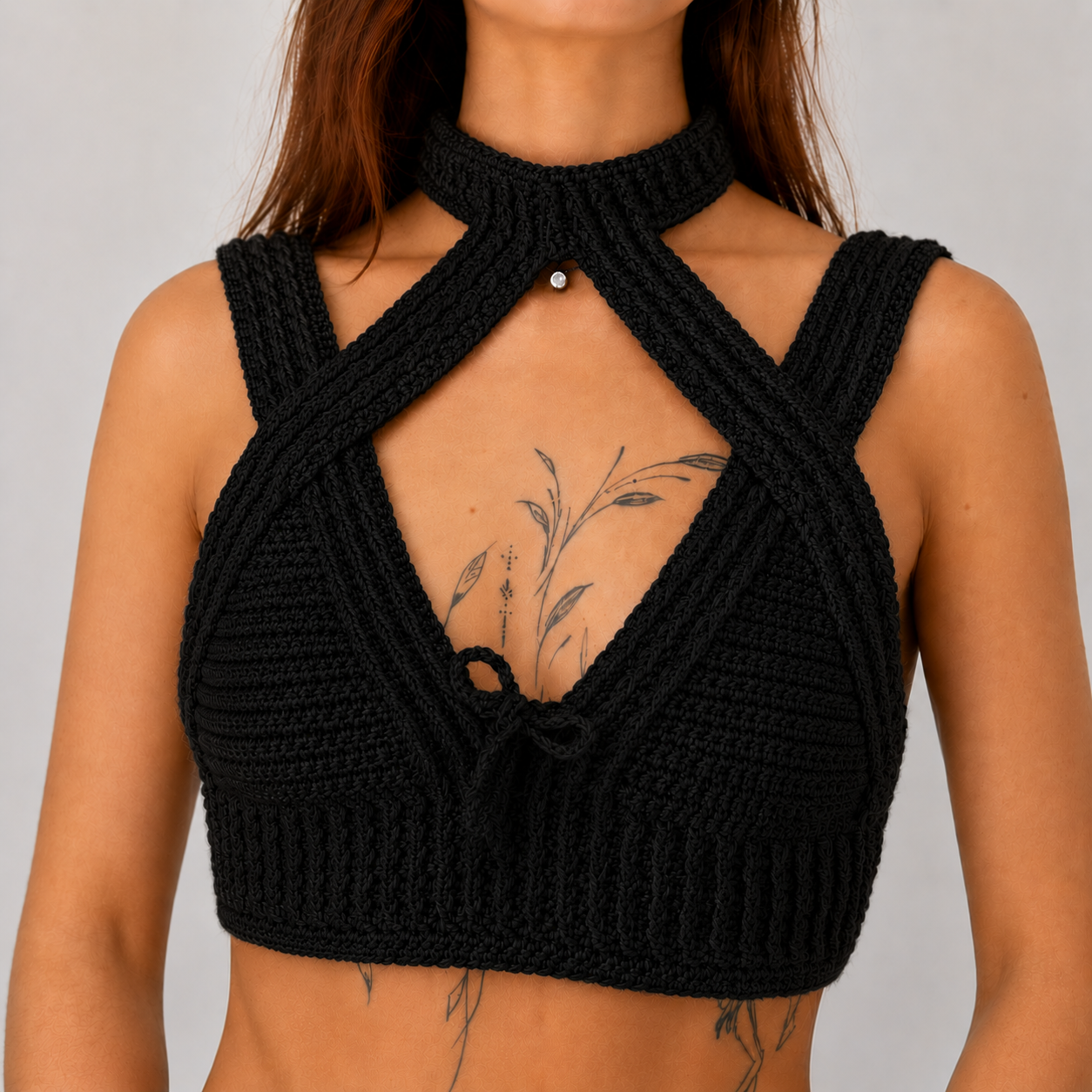 Warrior Princess - Crochet Festival Halter Bralette Crop Top