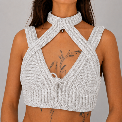 Warrior Princess - Crochet Festival Halter Bralette Crop Top