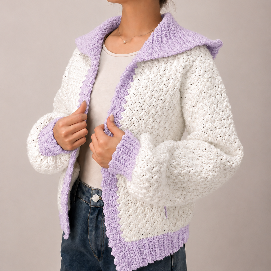 Streetwise - Crochet Bomber Hoodie Cardigan