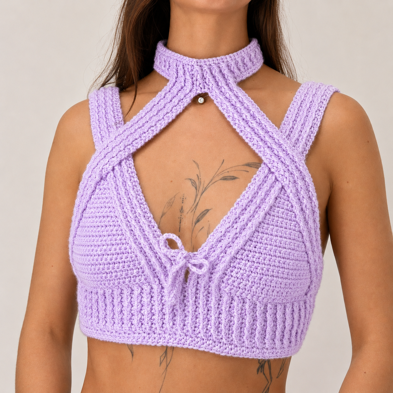 Warrior Princess - Crochet Festival Halter Bralette Crop Top