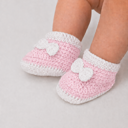Bow & Sole - Crochet Baby Booties with Decorative Bows