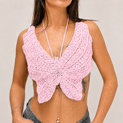 Spread Your Wings - Crochet Butterfly Halter Top