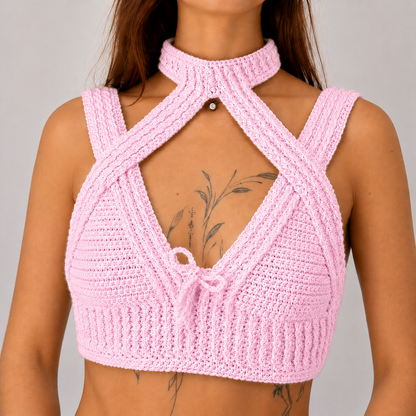 Warrior Princess - Crochet Festival Halter Bralette Crop Top