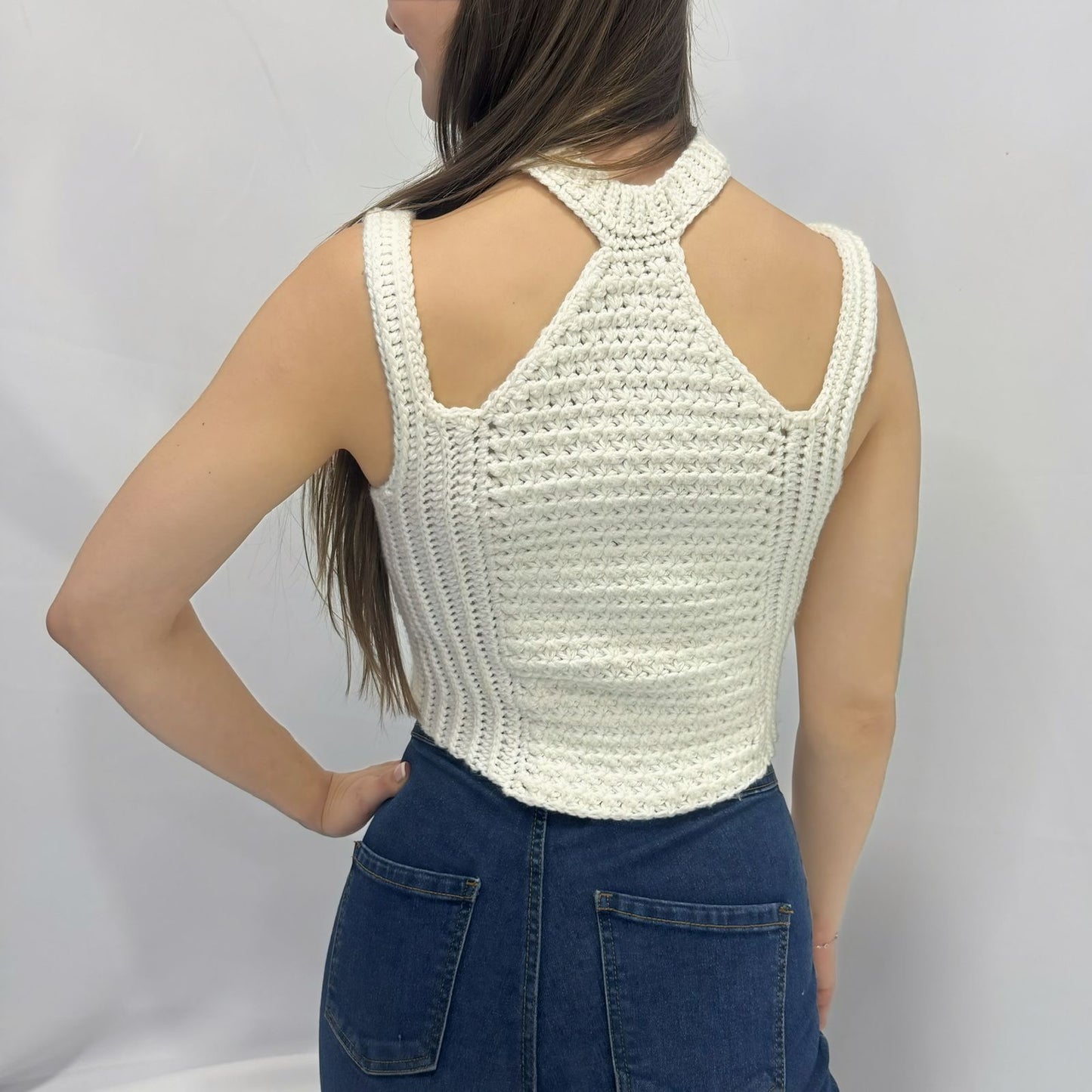 Modern Touch - Crochet Mock Neck Cutout Top