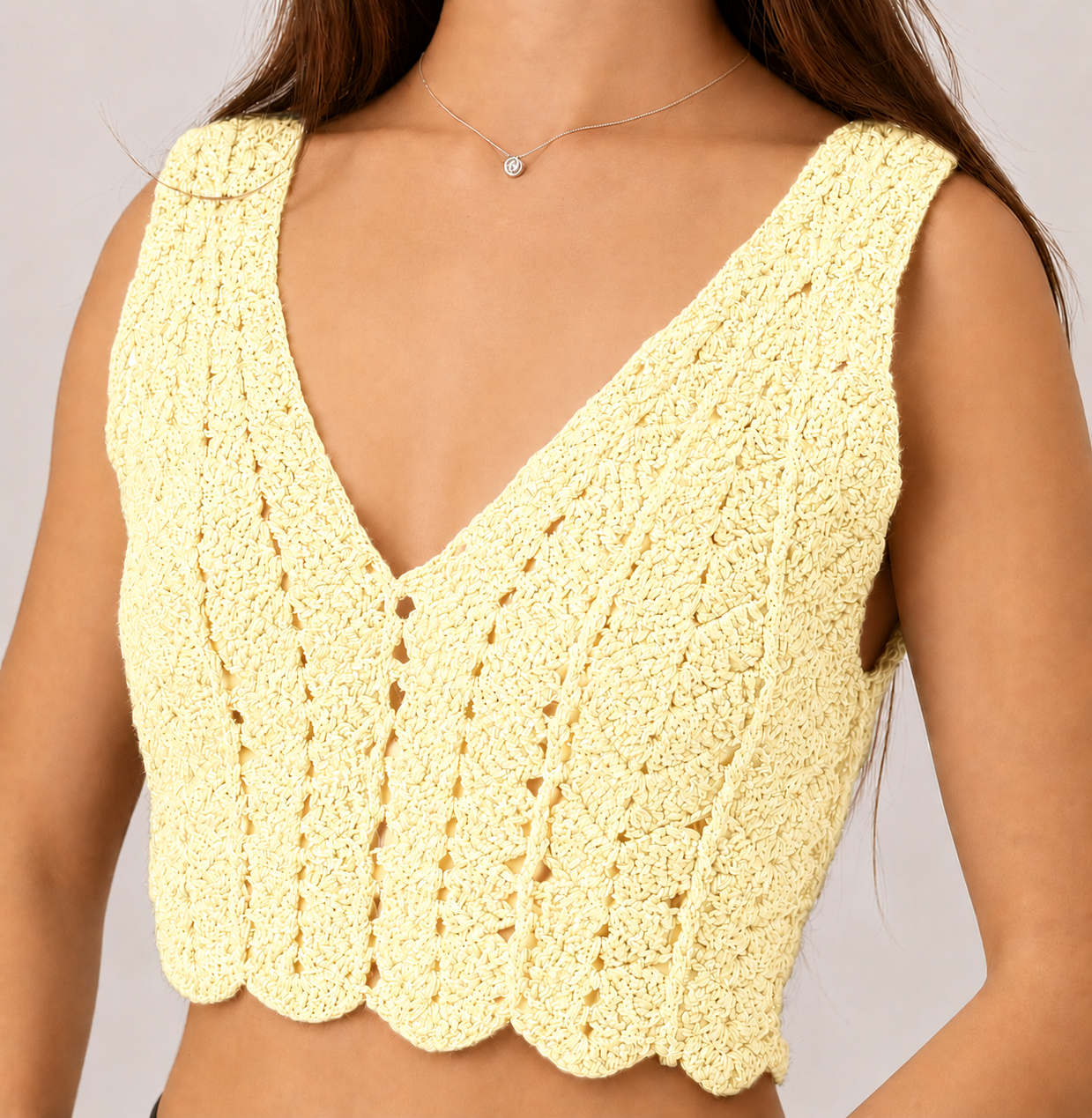 Midnight Edit - Sleeveless V-Neck Crochet Crop Top