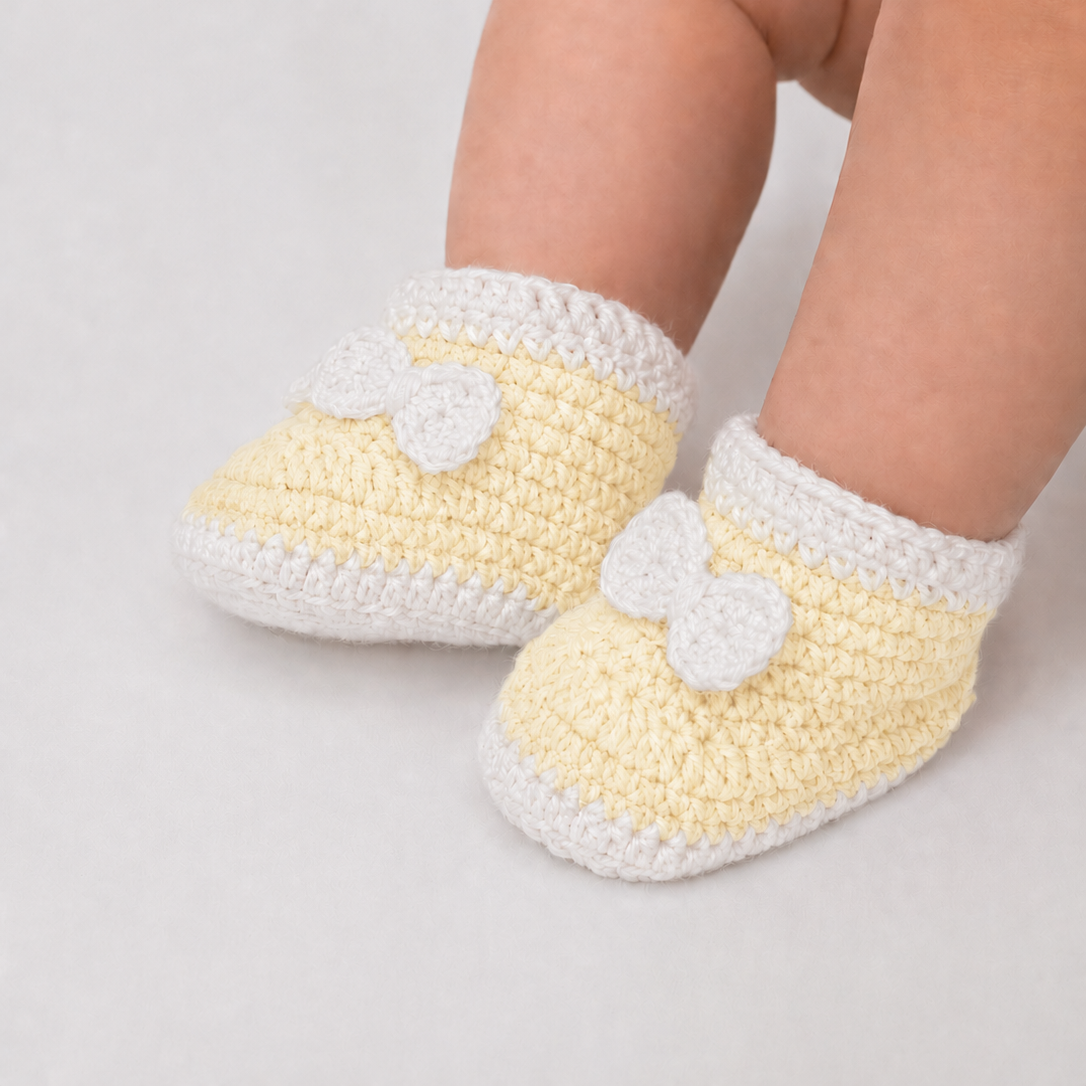 Bow & Sole - Crochet Baby Booties with Decorative Bows