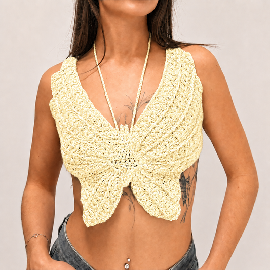 Spread Your Wings - Crochet Butterfly Halter Top