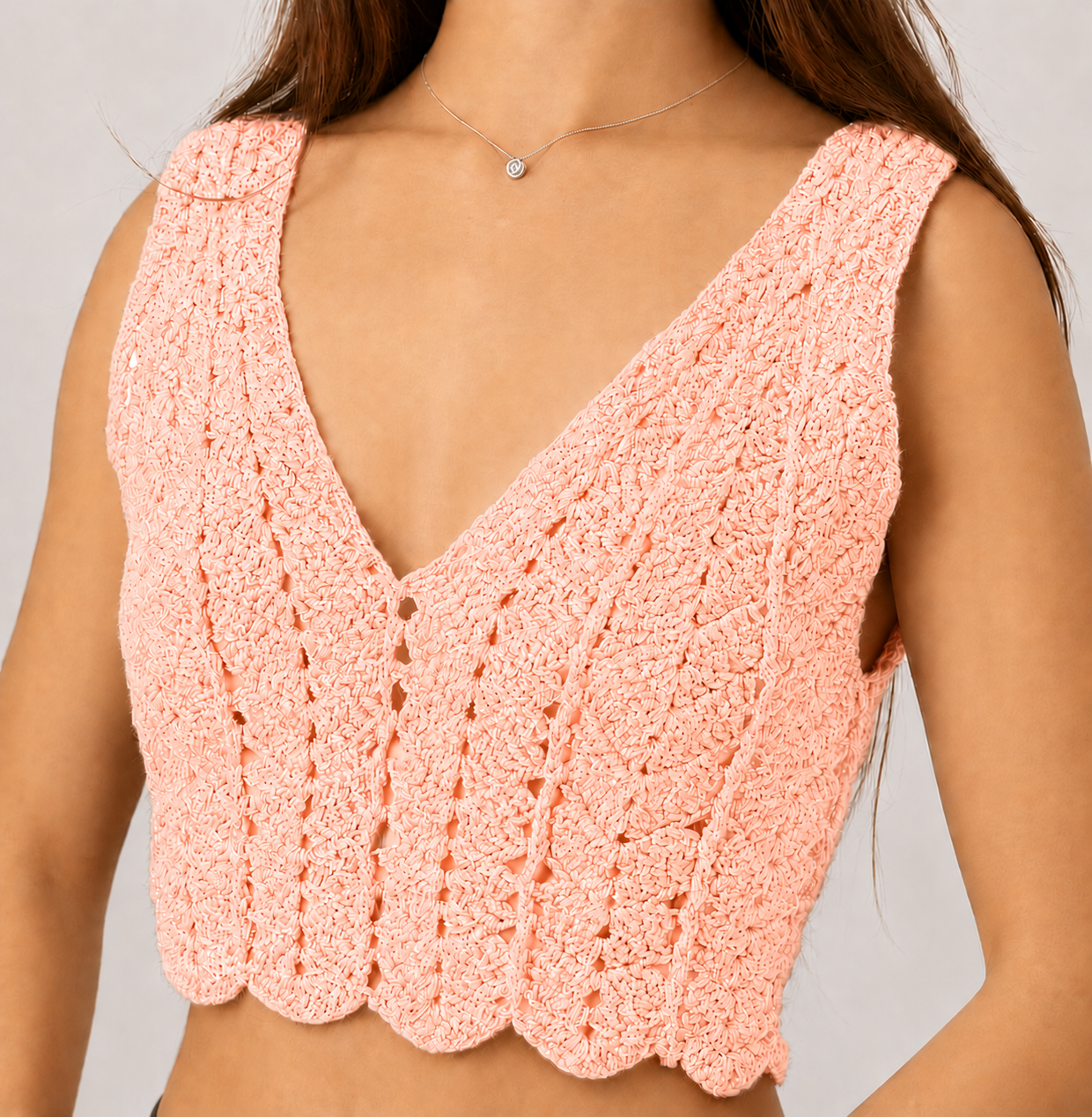 Midnight Edit - Sleeveless V-Neck Crochet Crop Top
