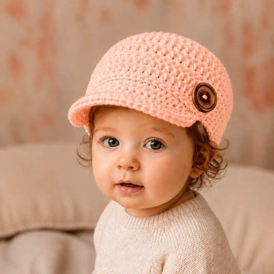Vintage Charm - Crochet Newsboy Cap with Button Detail