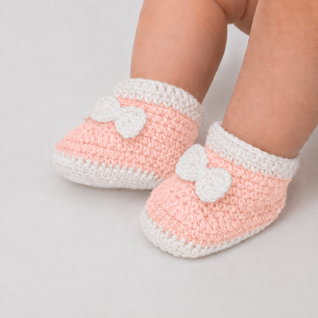 Bow & Sole - Crochet Baby Booties with Decorative Bows