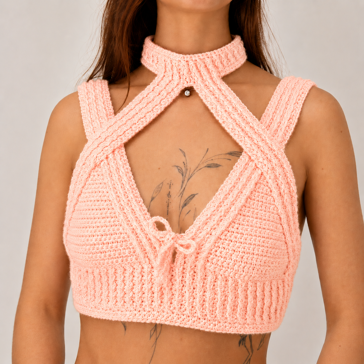 Warrior Princess - Crochet Festival Halter Bralette Crop Top
