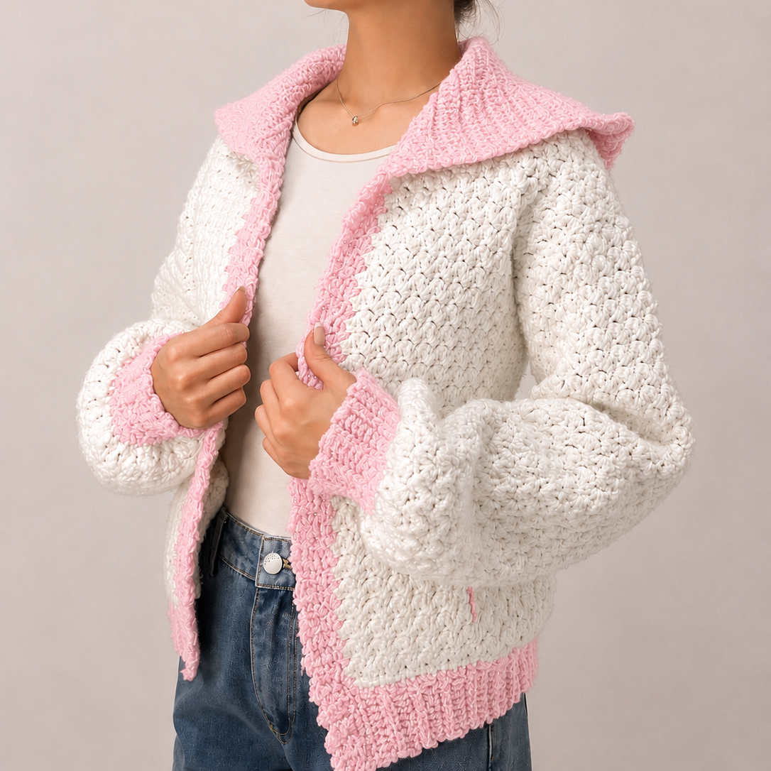 Streetwise - Crochet Bomber Hoodie Cardigan