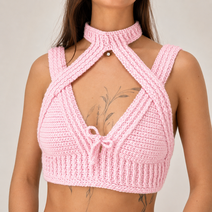 Warrior Princess - Crochet Festival Halter Bralette Crop Top