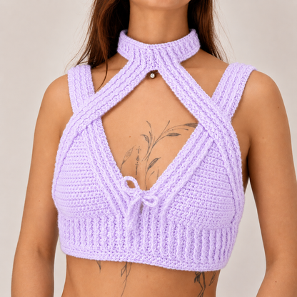 Warrior Princess - Crochet Festival Halter Bralette Crop Top