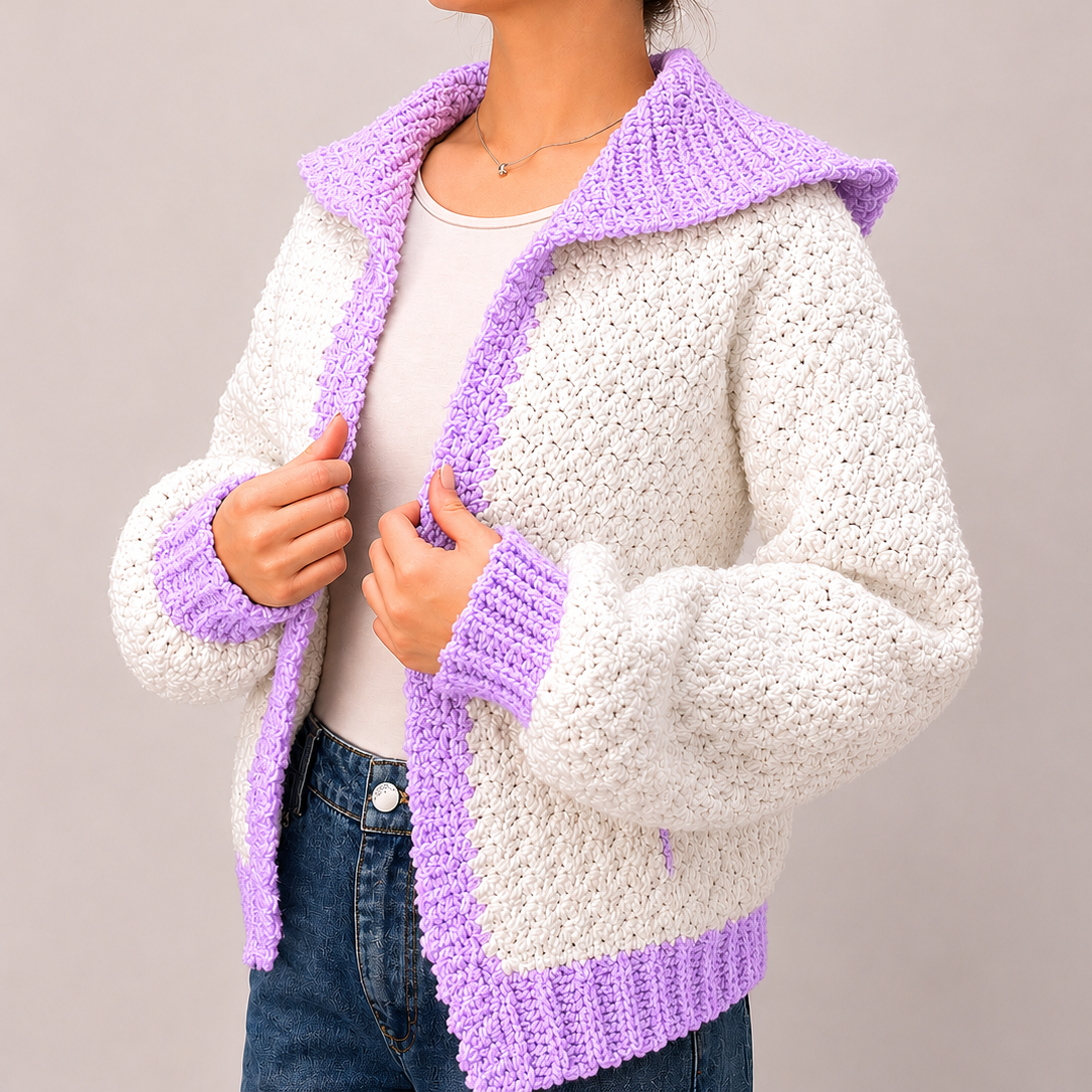 Streetwise - Crochet Bomber Hoodie Cardigan