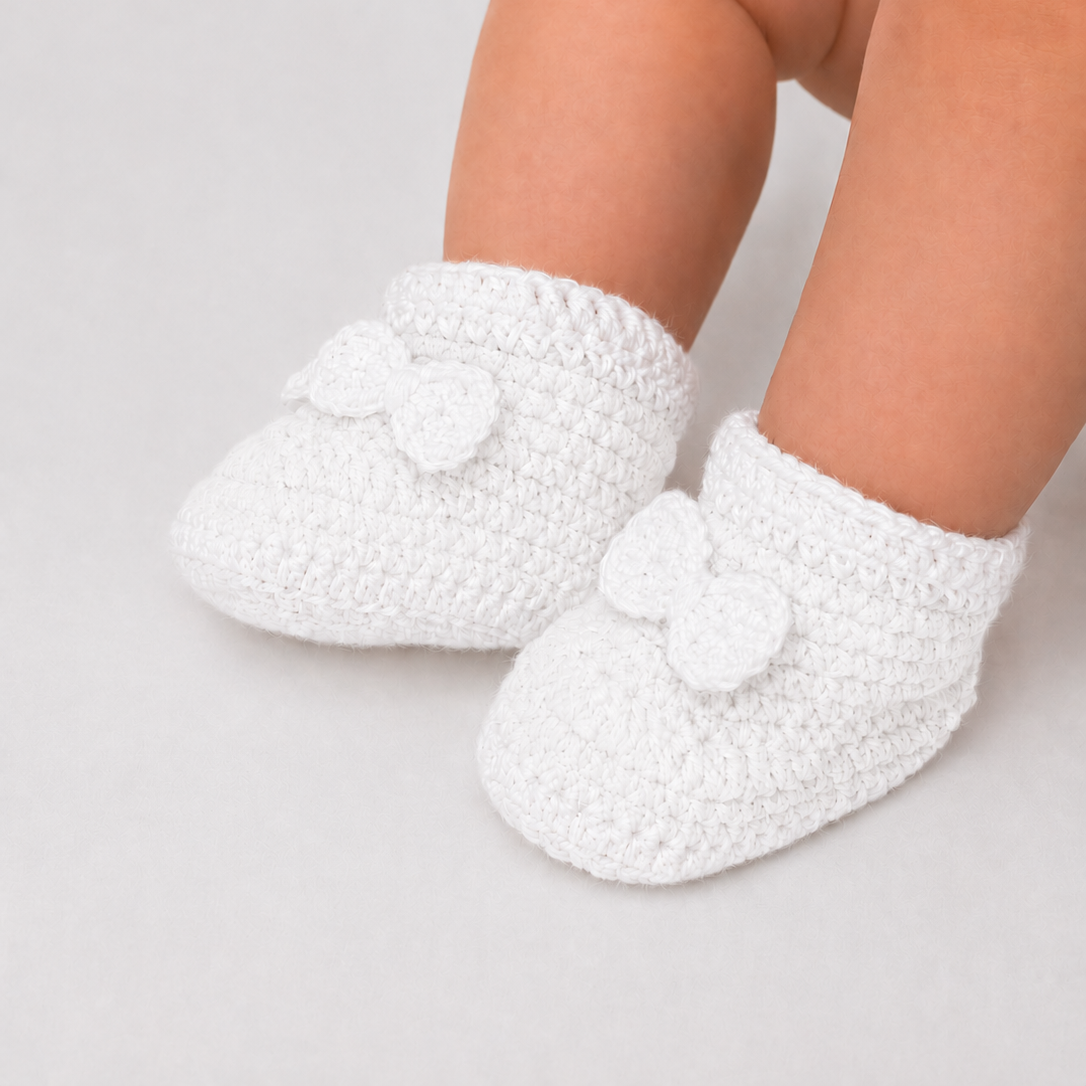 Bow & Sole - Crochet Baby Booties with Decorative Bows