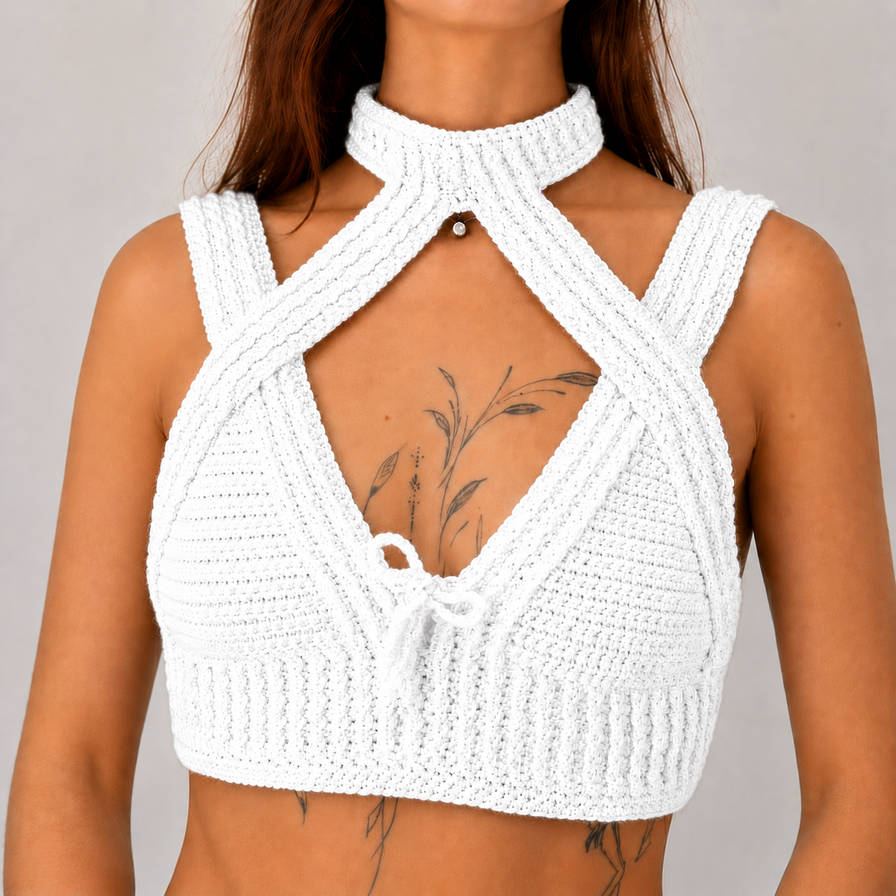 Warrior Princess - Crochet Festival Halter Bralette Crop Top