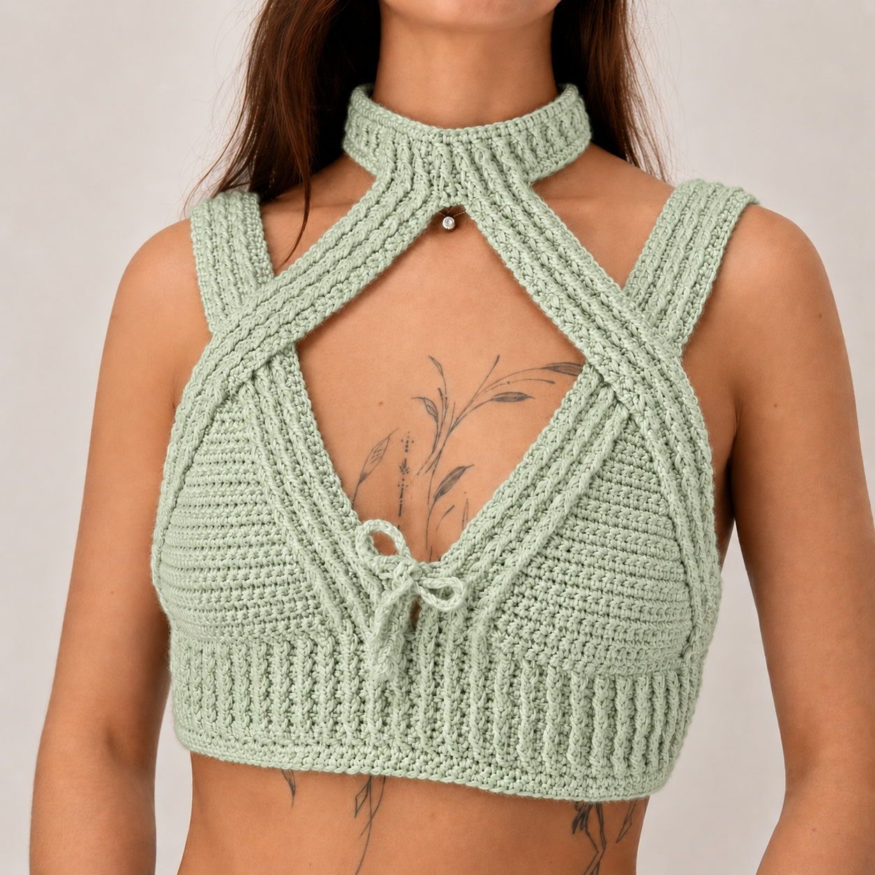 Warrior Princess - Crochet Festival Halter Bralette Crop Top
