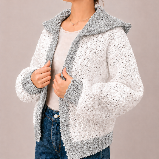 Streetwise - Crochet Bomber Hoodie Cardigan