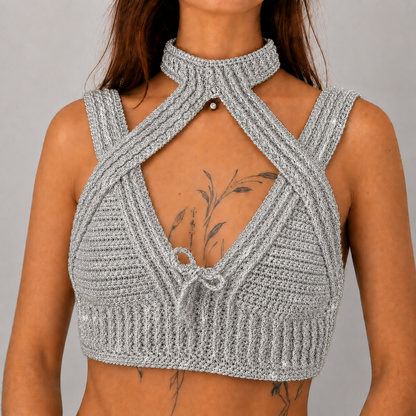 Warrior Princess - Crochet Festival Halter Bralette Crop Top