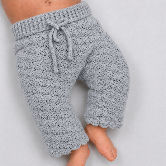 Dapper Little One - Crochet Baby Trousers with Drawstring Waist
