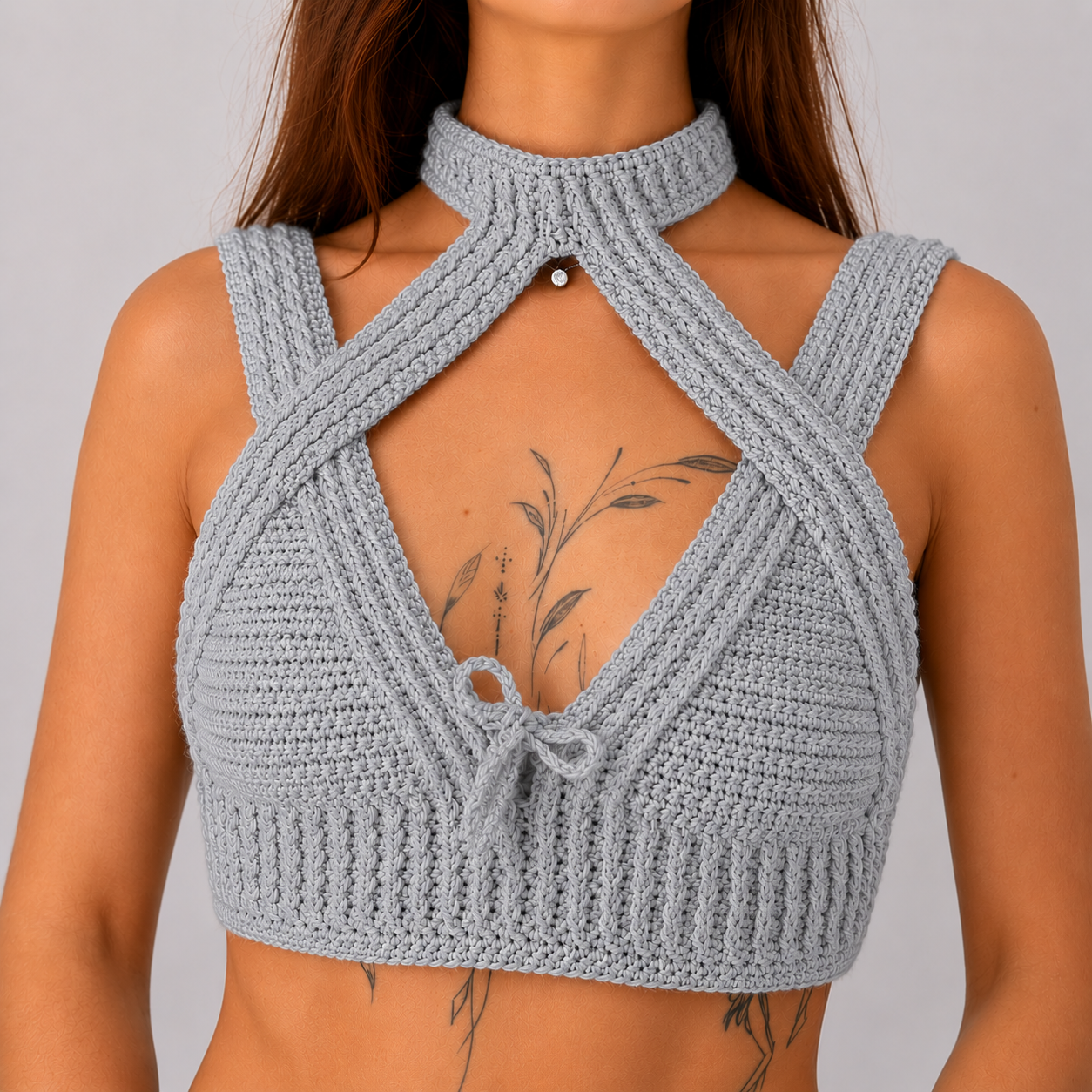 Warrior Princess - Crochet Festival Halter Bralette Crop Top
