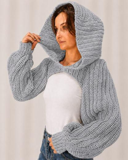 Breezy - Crochet Hoodie Shrug with Balloon Sleeves