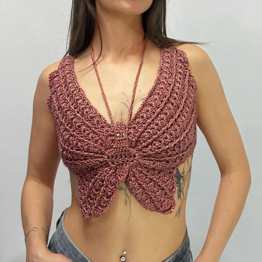 Spread Your Wings - Crochet Butterfly Halter Top