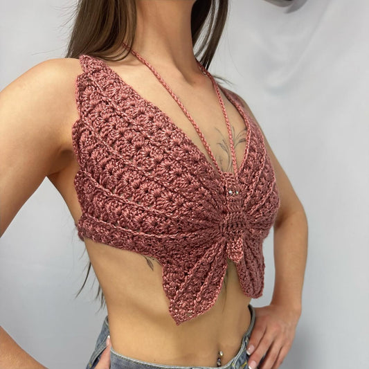 Spread Your Wings - Crochet Butterfly Halter Top
